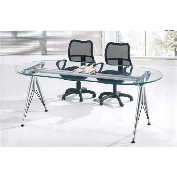 Top quality tempered glass office table oval round table